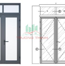 Cửa đi 2 cánh nhôm Xingfa Bình Dương